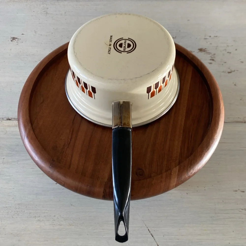 Vintage Moneta Italy Mid Century Enamelware  Cookware - Sauce Pot